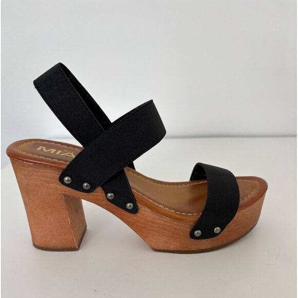 MIA Sandals 10~Fits 9 Chunky Platform Strappy Wooden Heel Retro Boho Cowgirl - Picture 11 of 15